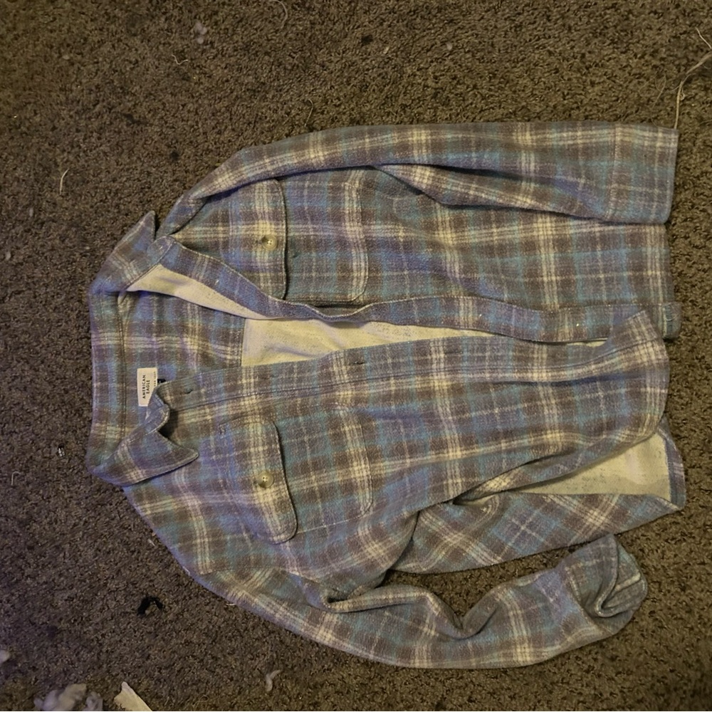 Blue Plaid Button-Up Shirt
